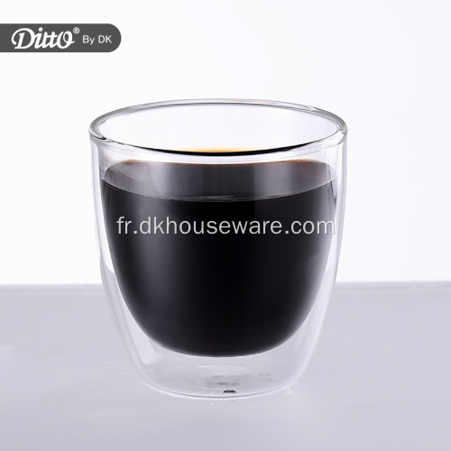 Tasse à café en verre en verre à double paroi